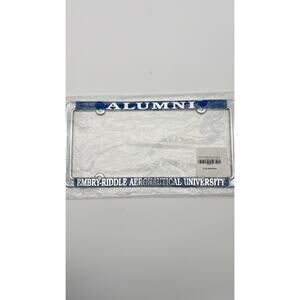 Embry Riddle Aeronautical ALUMNI License Plate Frame. New. Sealed In Bag. Chrome
